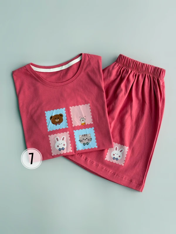 ست کراپ شورتک نخ پنبه حیوانات 1201