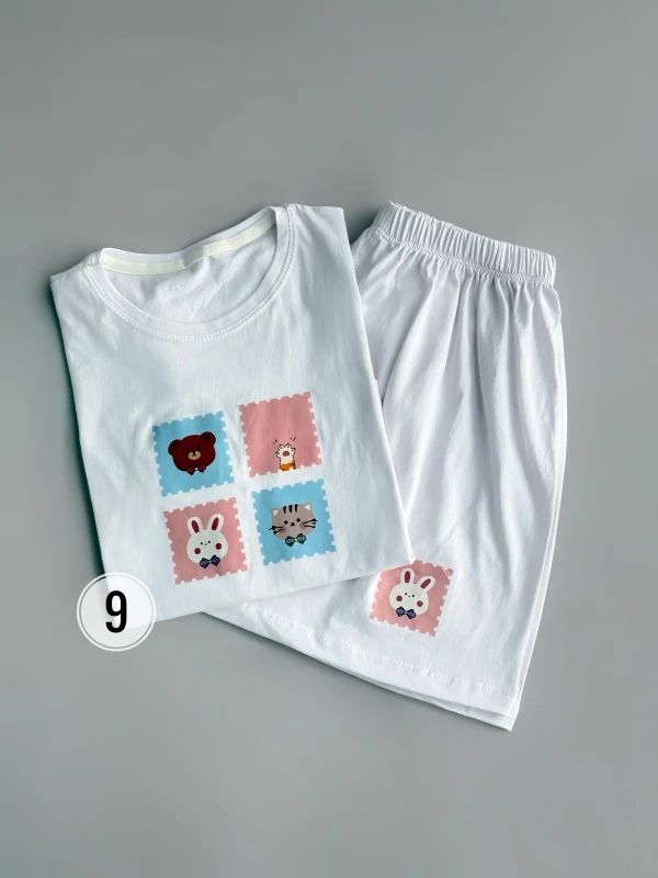 ست کراپ شورتک نخ پنبه حیوانات 1201