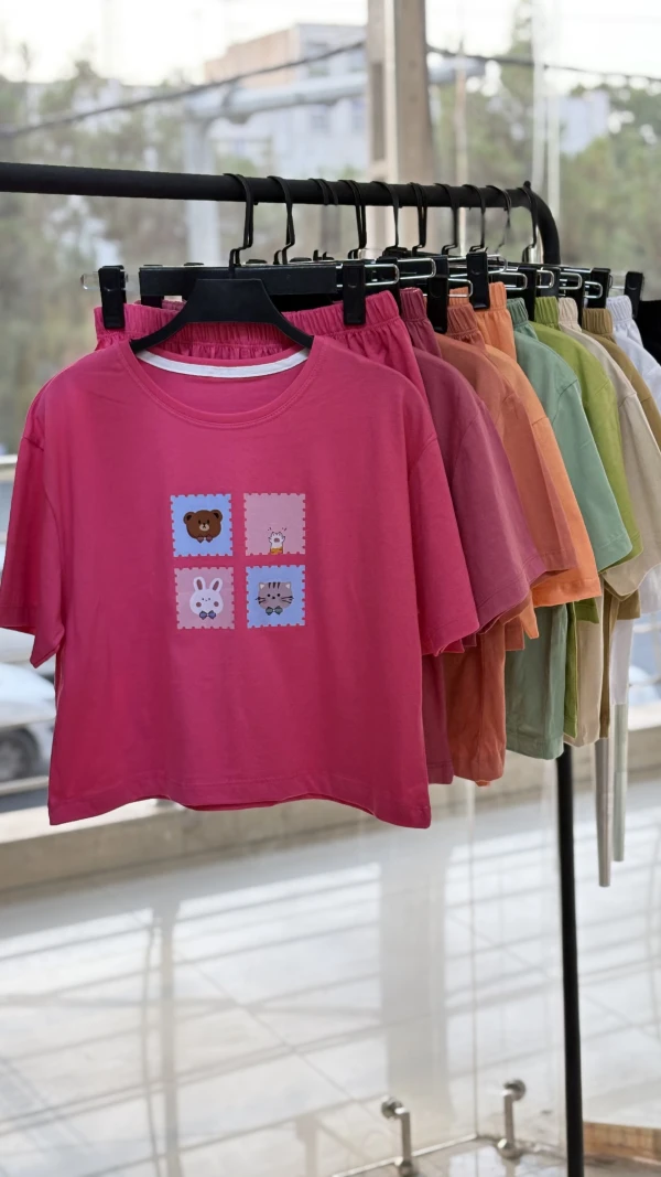 ست کراپ شورتک نخ پنبه حیوانات 1201