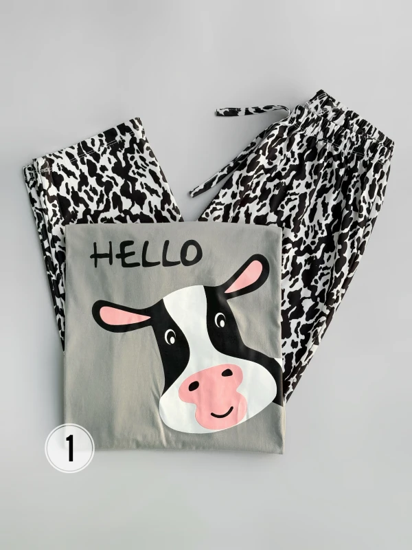 ست تیشرت شلوار طرح میکس 1235