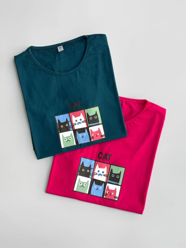 تیشرت نخ پنبه گربه پازل 1257