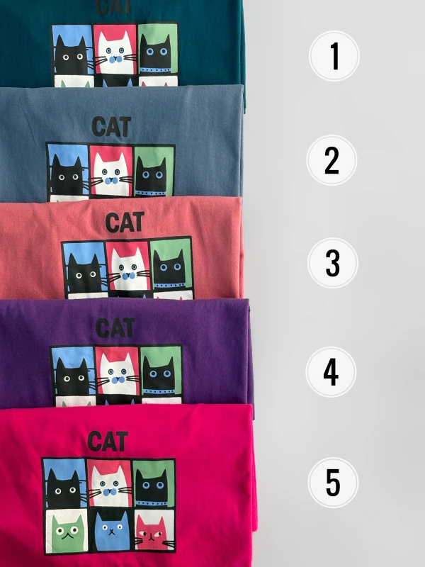 تیشرت نخ پنبه گربه پازل 1257