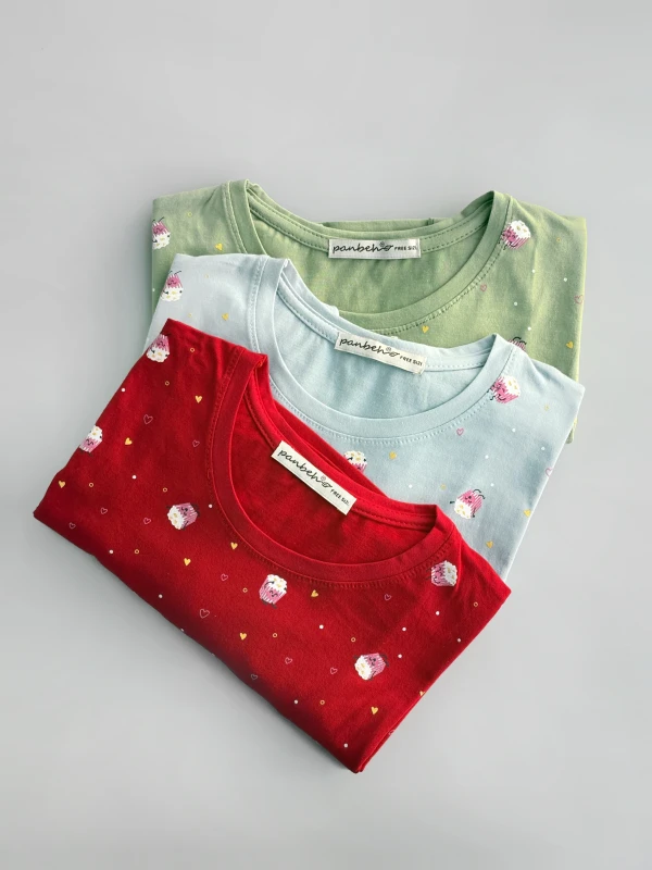 تیشرت نخ پنبه تمام چاپ پاپ کورن 1280