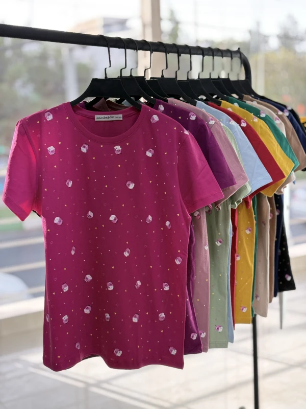 تیشرت نخ پنبه تمام چاپ پاپ کورن 1280