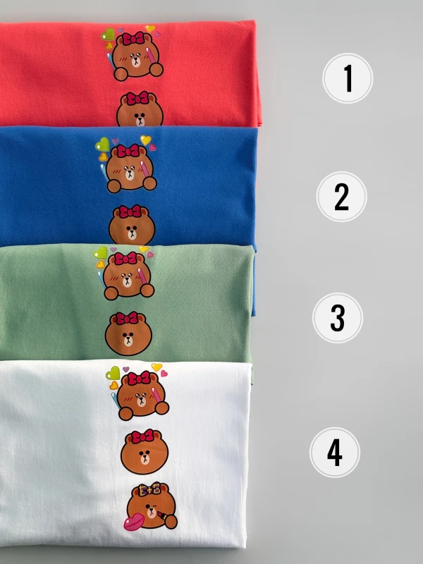 تیشرت نخ پنبه باکسی خرسی 1284