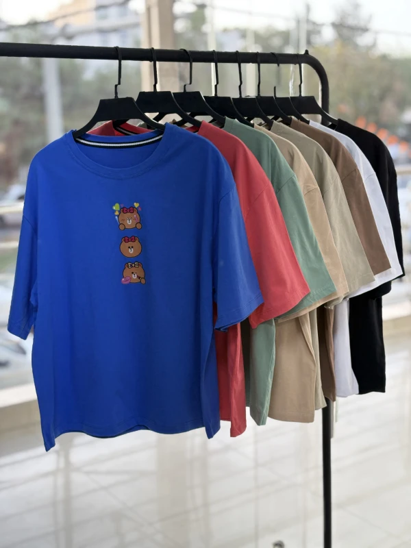 تیشرت نخ پنبه باکسی خرسی 1284