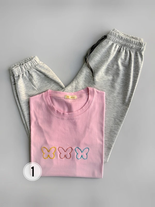 ست تیشرت شلوار گلدوزی 1307