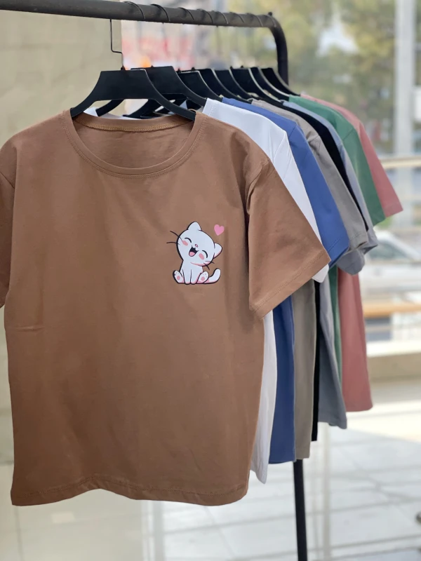 تیشرت قواره نرمال گربه قلب