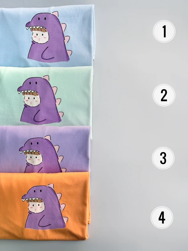 تیشرت نخ پنبه باکسی دختر دایناسوری 1363