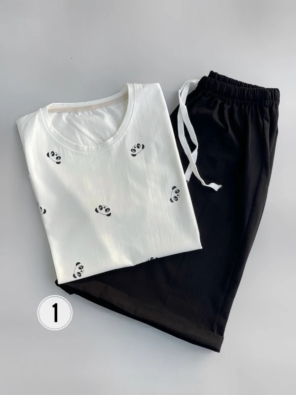 ست تیشرت شلوارک سفید مشکی