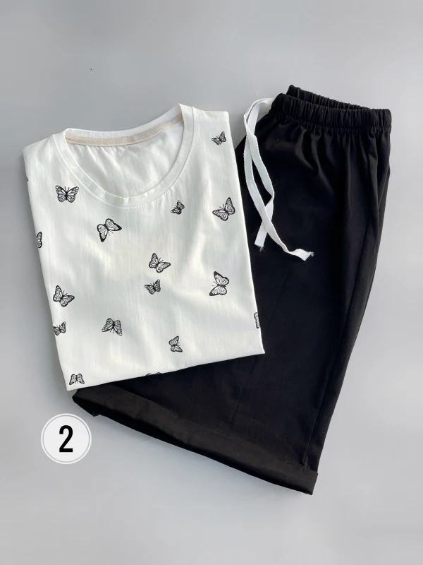 ست تیشرت شلوارک سفید مشکی