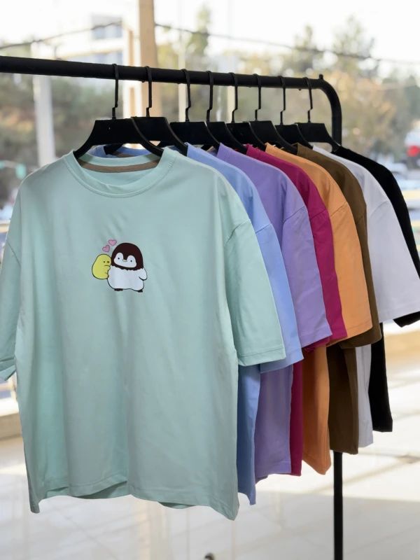 تیشرت باکسی نخ پنبه پنگوئن 1376