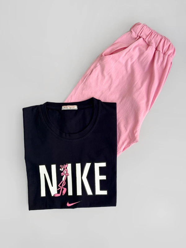 ست تیشرت شلوار نایک پلنگ صورتی 1393