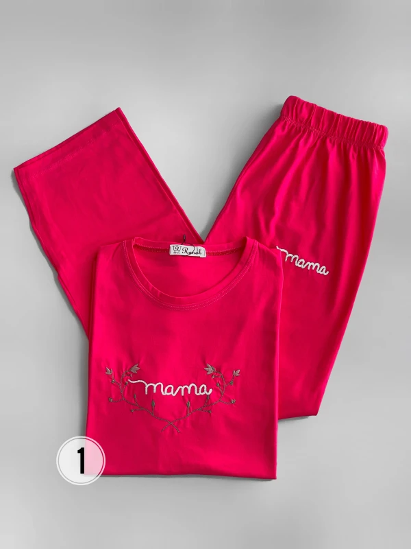 ست تیشرت شلوارک گلدوزی ماما