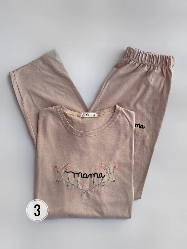ست تیشرت شلوارک گلدوزی ماما