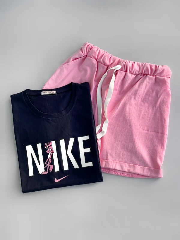 ست تیشرت شلوارک نایک پلنگ صورتی