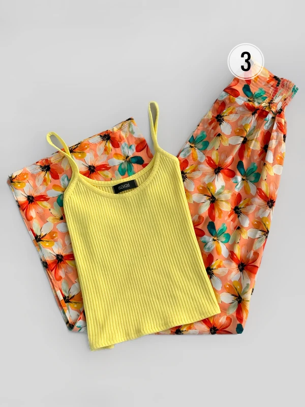 ست تاپ شلوار گل گلی 1493