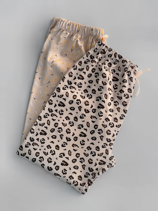 شلوار  نخ پنبه طرح میکس