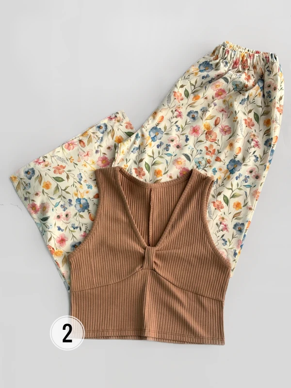ست تاپ شلوار گل گلی 1628