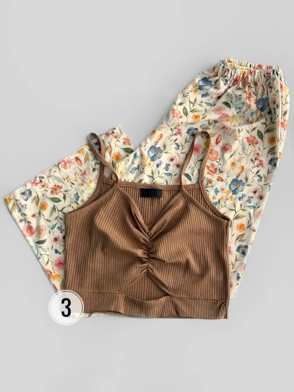 ست تاپ شلوار گل گلی 1628