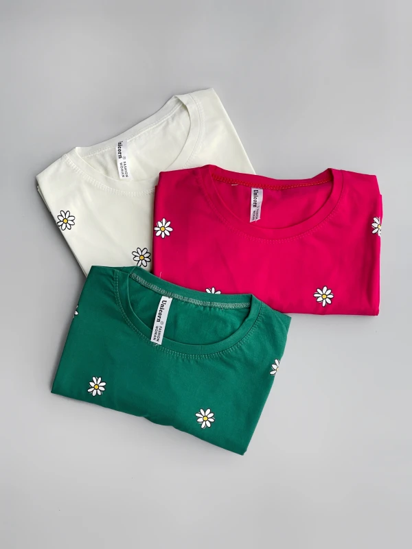 تیشرت قواره نرمال تمام چاپ بابونه