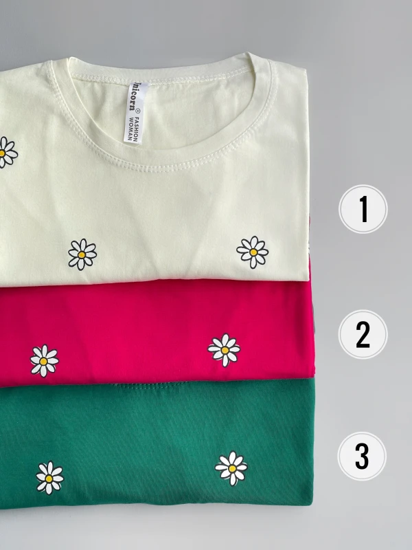 تیشرت قواره نرمال تمام چاپ بابونه