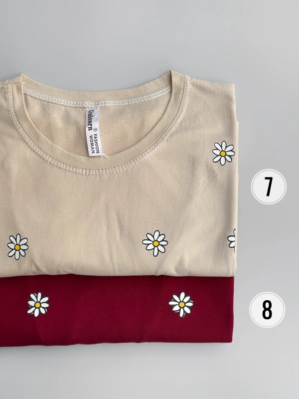 تیشرت قواره نرمال تمام چاپ بابونه