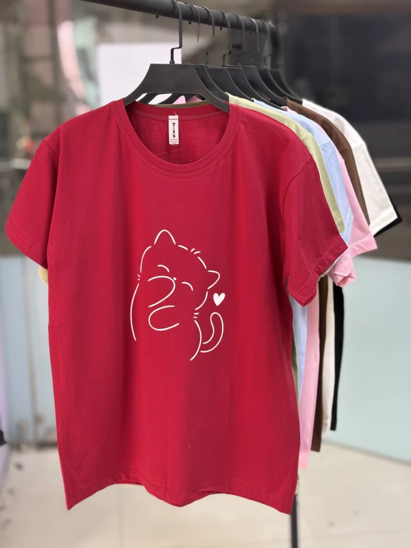 تیشرت نخ پنبه قواره نرمال گربه 1750