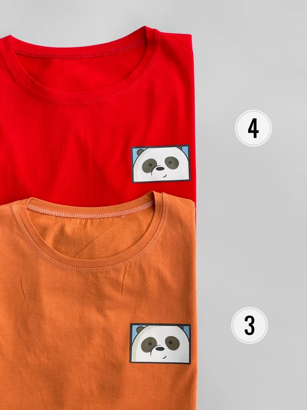 تیشرت نخ پنبه  پاندا سفید کادری