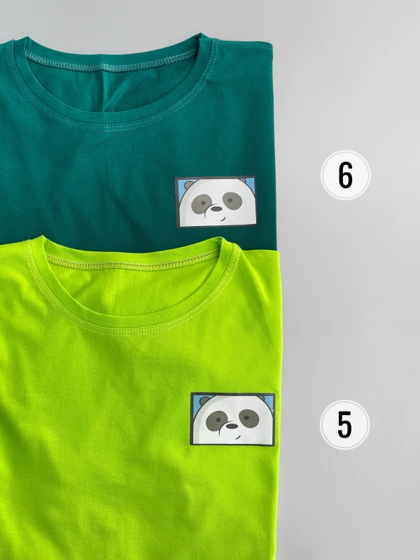 تیشرت نخ پنبه  پاندا سفید کادری