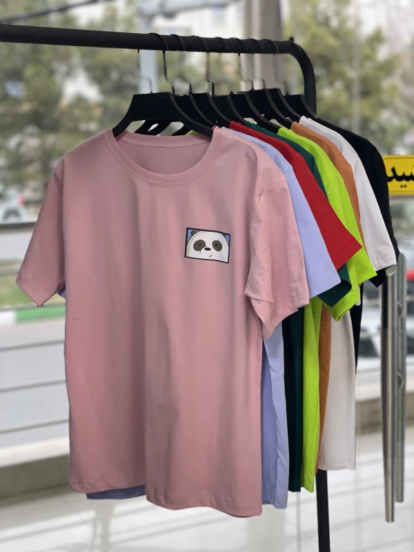 تیشرت نخ پنبه  پاندا سفید کادری